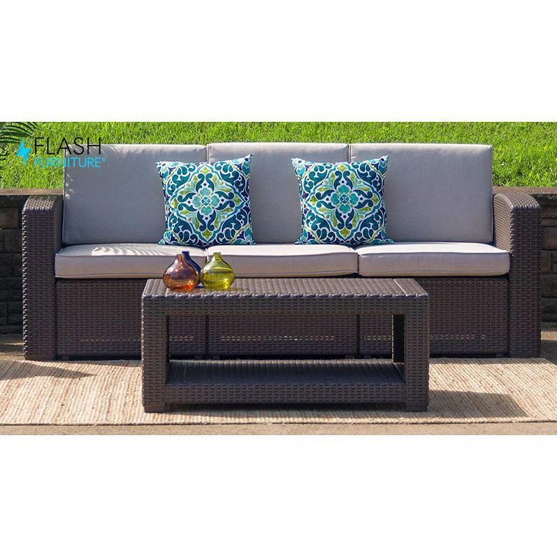 Seneca Chic Chocolate Brown Faux Rattan Outdoor Coffee Table