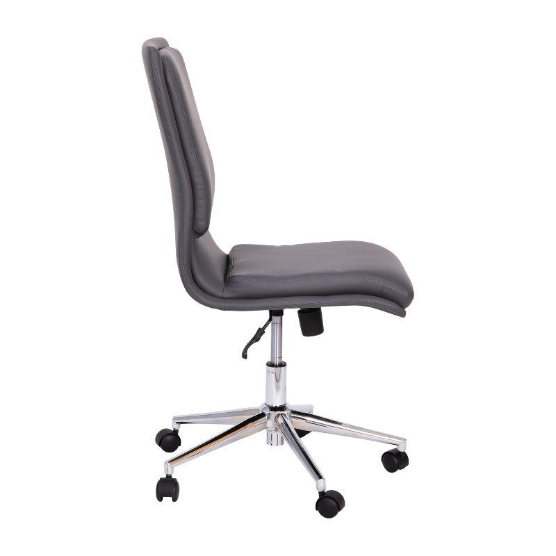 Flash Furniture Madigan Mid-Back Armless Swivel Task Office Chair with LeatherSoft and Adjustable Chrome Base, Gray