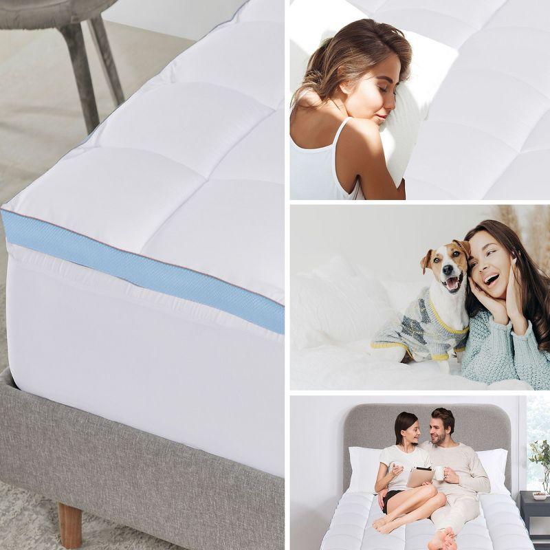 Pillow-Top Mattress Topper, Luxuriously Soft & Fluffy Thick Mattress Pad by California Design Den