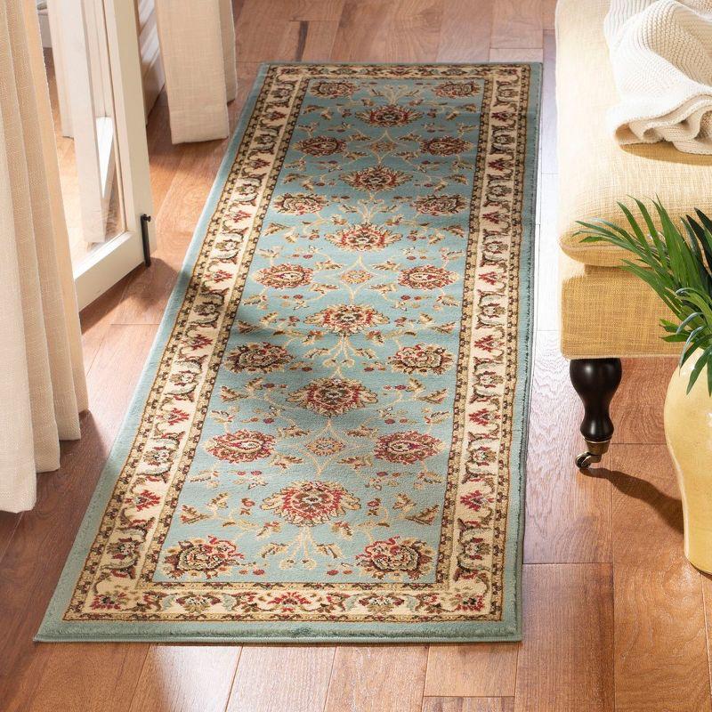 Lyndhurst Blue and Ivory Floral Border Runner Rug