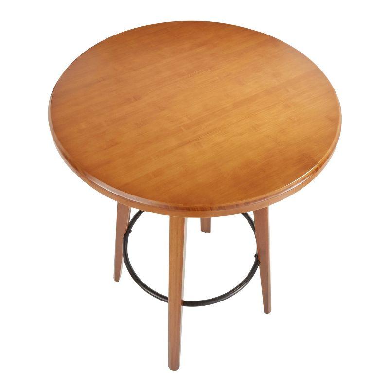 Mid-Century Modern Round Walnut Counter Table with Metal Footrest