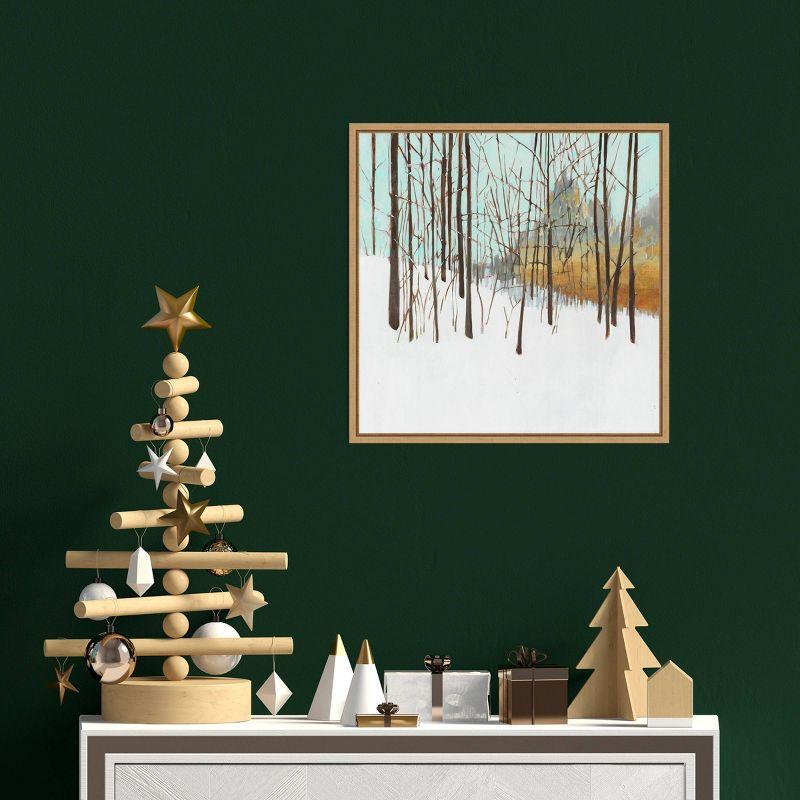 16" x 16" Winters Day I Trees by Susan Wilde Framed Canvas Wall Art - Amanti Art: Serene Snowy Landscape, Pine Art