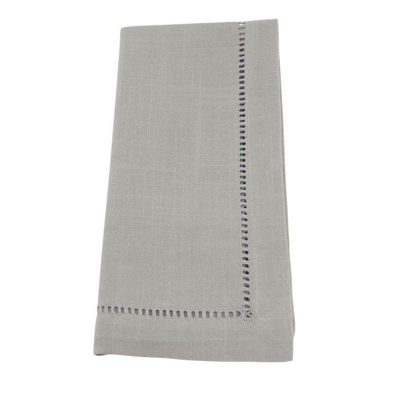 Saro Lifestyle Dinner Napkin With Hemstitch Border Design (Set of 12), Grey, 18" x 18"