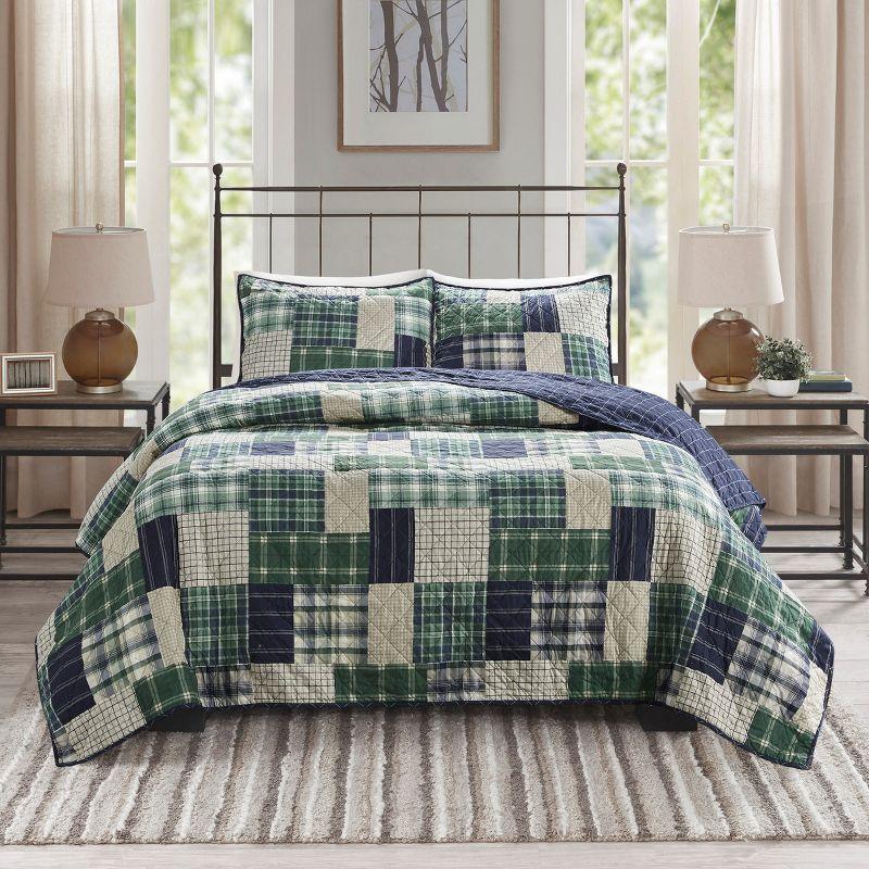 Madison Park Timber 3 Piece Reversible Printed Quilt Set