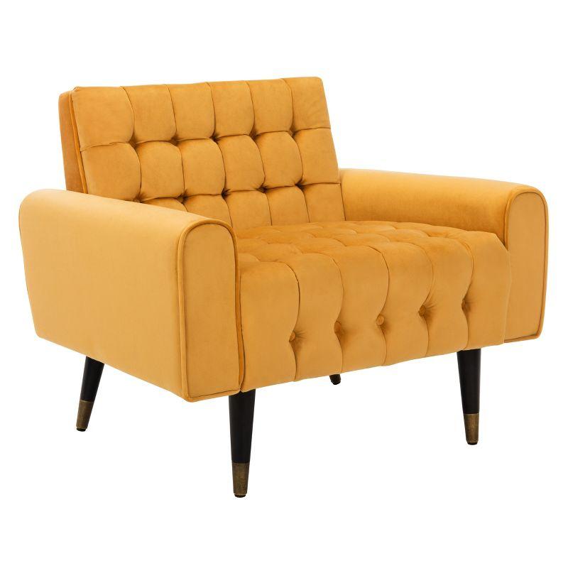 Marigold Velvet Tufted 33" Accent Chair with Black Wood Legs