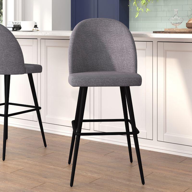 Flash Furniture Lyla Commercial Grade Modern Armless Barstools with Contoured Backrest, Steel Frame and Integrated Footrest - Set of 2