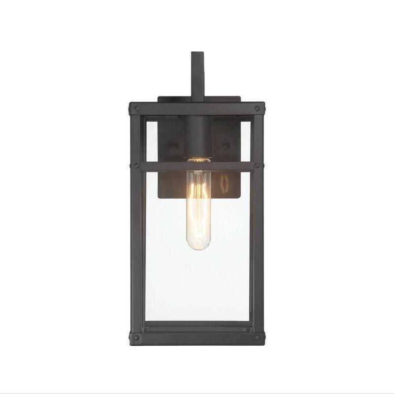 Robert Stevenson Lighting Blake Modern Metal and Clear Glass Paneled Wall Mounted Outdoor Light Black: ETL Listed, 1-Light Sconce, No Switch