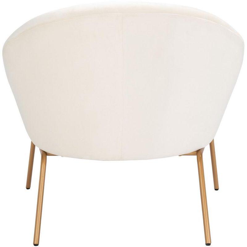 Luxurious Off-White Velvet Barrel Accent Chair with Gold Legs