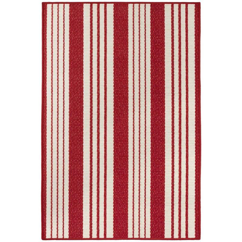 Annie Selke - Dash & Albert Abby Ticking Red Machine Washable Rug, 2x3, Red