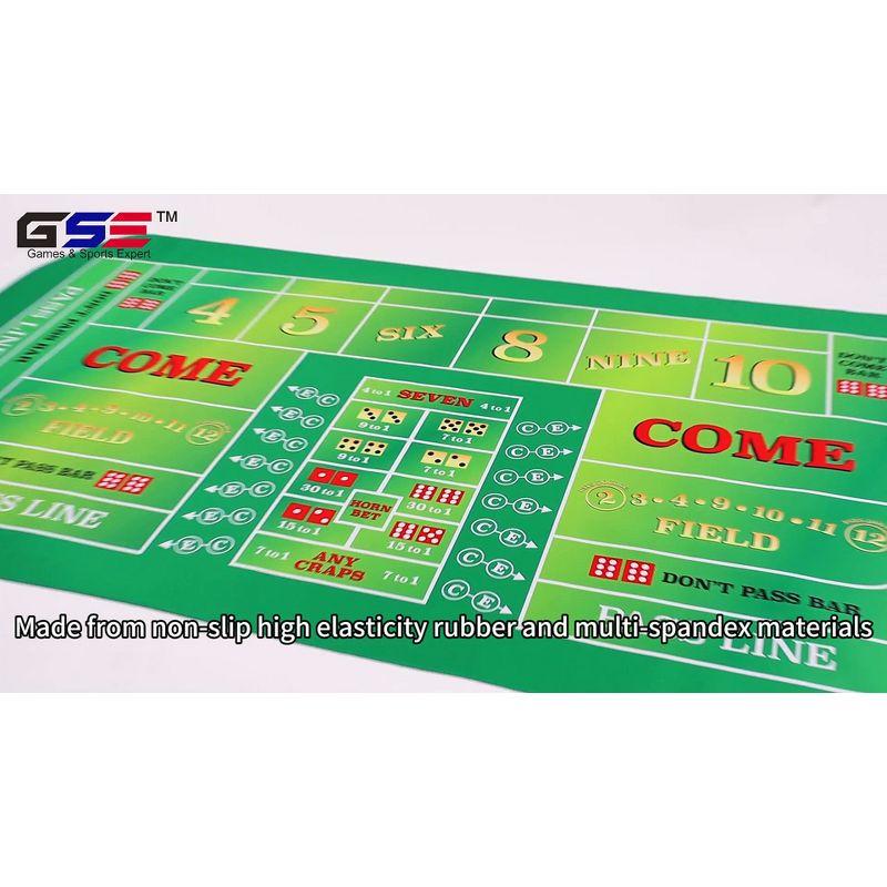 GSE 70" x 35" Casino Craps Tabletop Layout Mat with Carrying Bag, Non-Slip Rubber Layout Mat