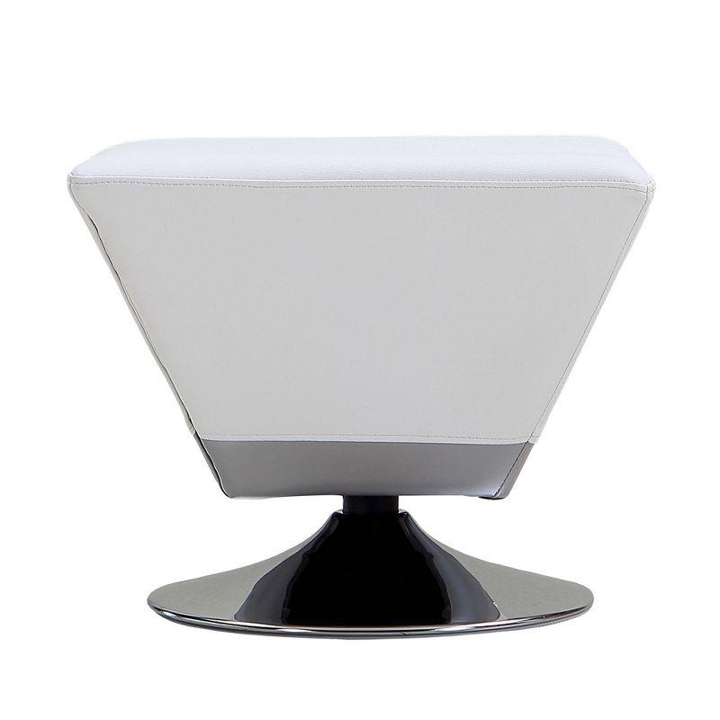 Diamond Swivel Ottoman White - Manhattan Comfort: Chrome Base, Faux Leather, No Assembly Required