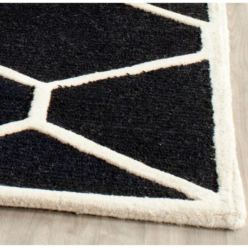 Hand-Tufted Black/Ivory Wool Square Accent Rug 24" x 24"