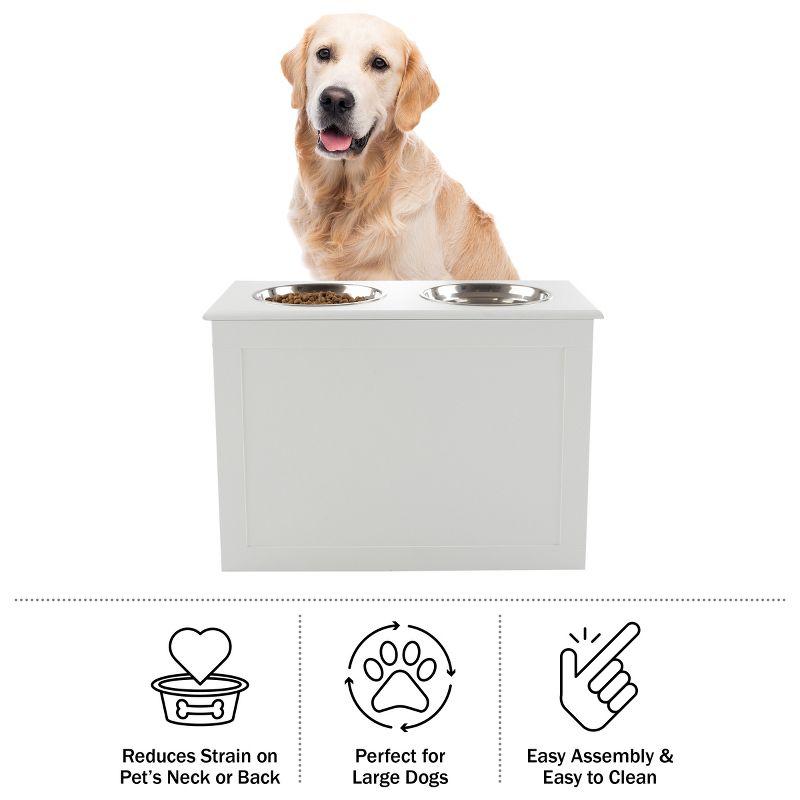 Petmaker PETMAKER Elevated Dog Bowls with Storage, White