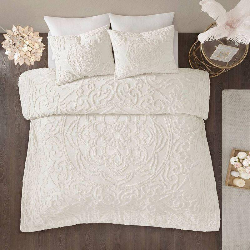 Madison Park Laetitia Tufted Chenille Cotton 3 Piece Medallion Duvet Cover Set