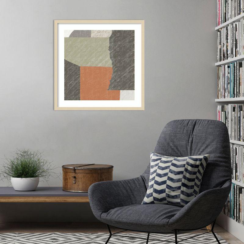 Little Dean 25" Abstract Geometric Lithograph in Wood Frame