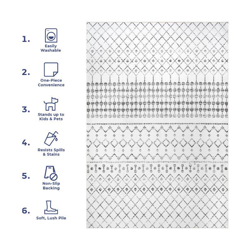 Nuloom Blythe Trellis 3x5 Machine Washable Accent Indoor Area Rug for Living Room Bedroom Dining Room Entryway Kitchen, Grey/Off White