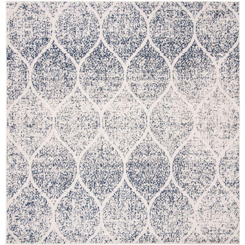 Madison MAD604 Power Loomed Indoor Area Rug - Cream/Royal Blue - 5'3"x5'3" - Safavieh