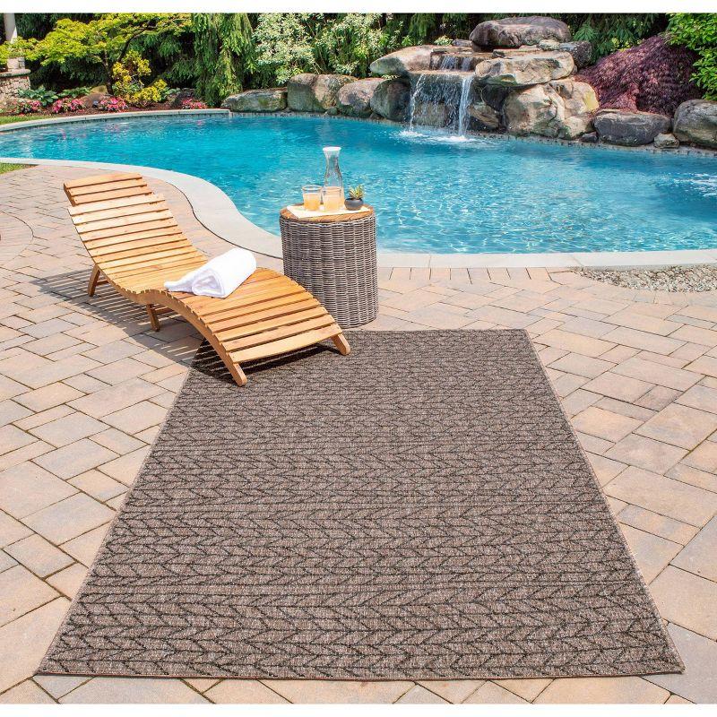 2'x6' Runner Como Ace Rug Tan - Momeni: Modern Geometric Indoor/Outdoor Medium Pile, All-Weather Design