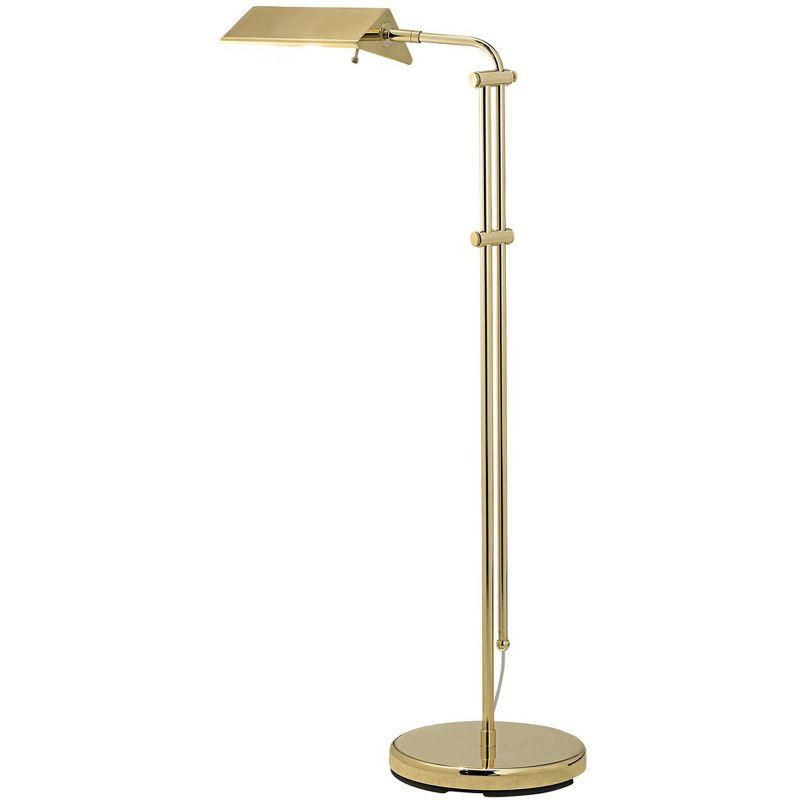 Regency Hill Traditional Adjustable Pharmacy Floor Lamp 54" Tall Brass Adjustable Metal Head for Living Room Reading Bedroom Office