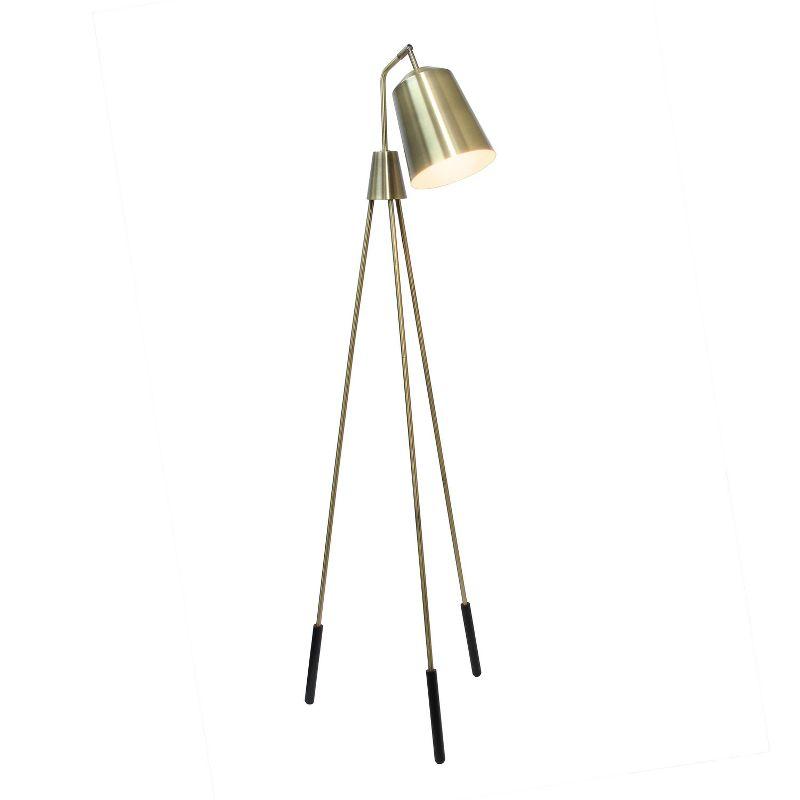 Industrial Tripod Floor Lamp with Interior Spotlight Antique Brass - Lalia Home: Uplighting for Living Room, Office, Foyer