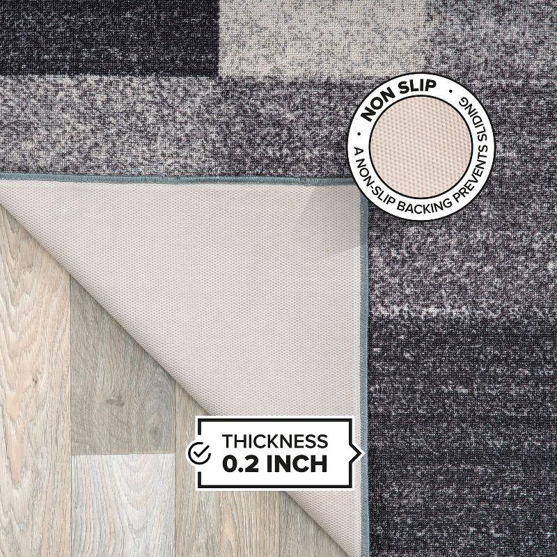 World Rug Gallery Modern Boxes Design Non-slip (Non-skid) Gray 3'3" x 5' Area Rug