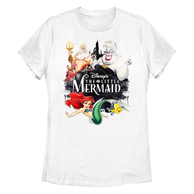 Women's The Little Mermaid Vintage Characters  T-Shirt - White - Small