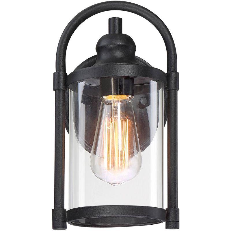 John Timberland Rustic Farmhouse Outdoor Wall Light Fixtures Set of 2 Black 10 1/4" Clear Glass for Exterior Barn Deck House Porch Yard Patio Outside