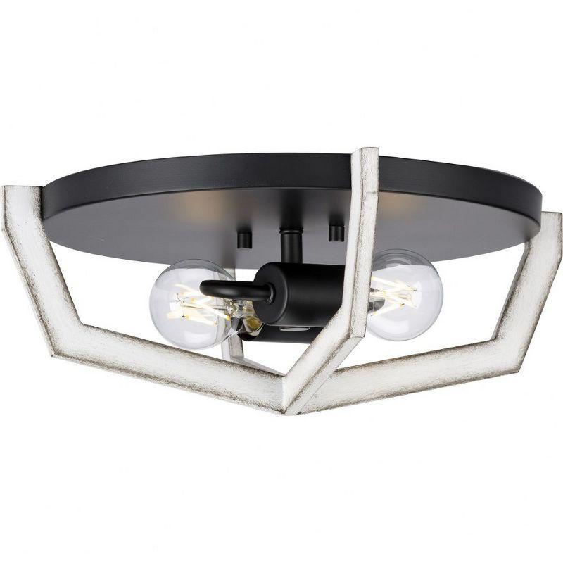 Progress Lighting Galloway 2-Light Flush Mount Ceiling Light, Matte Black, Open Frame, Brushed Nickel, No Shade