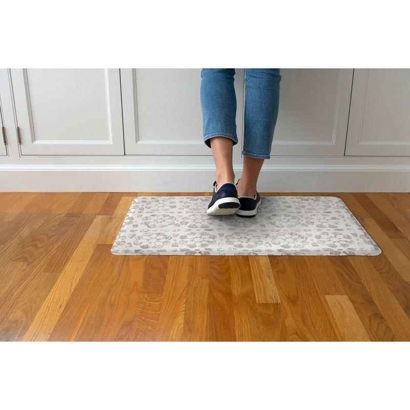 Taupe and White Floral Anti-Fatigue Comfort Mat, 32" x 20"