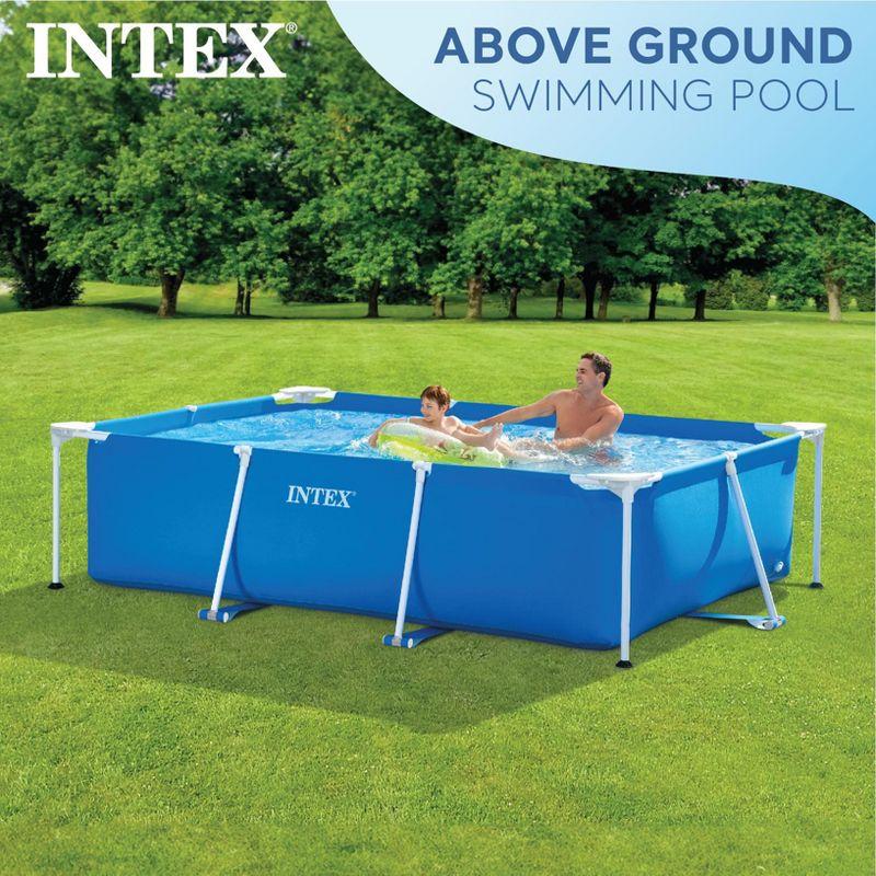 Intex Rectangular Frame Above Ground Outdoor Home Backyard Splash Swimming Pool with Flow Control Valve for Draining