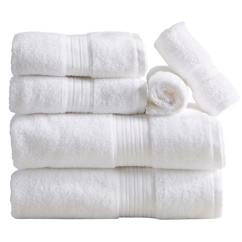 100% Cotton Quick-Dry Everday Towel Set - Great Bay Home (6 Piece Set, White)