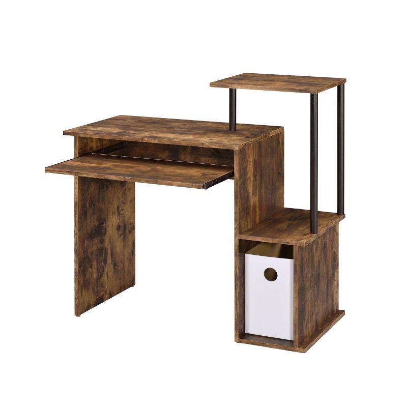 Rustic Oak and Black Weathered Wood Computer Desk with Storage