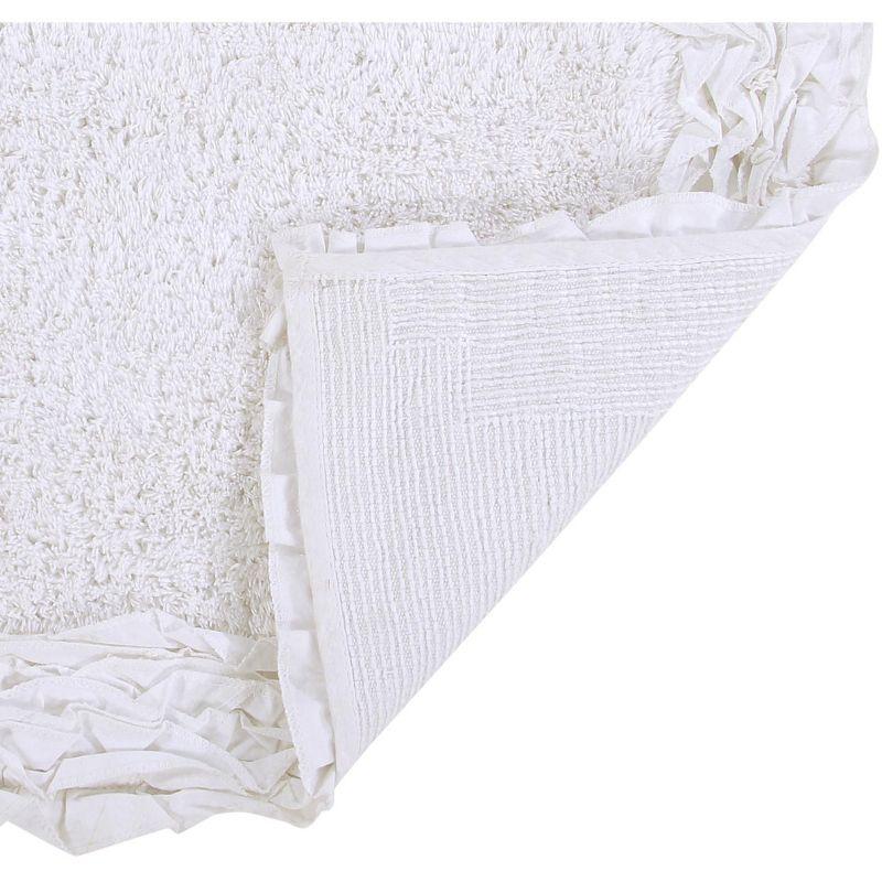 Better Trends Shaggy Boader 100% Cotton Tufted Non- Slip Backing 2 Pc (17"x24"|21"x34") Bath Rug Set - White