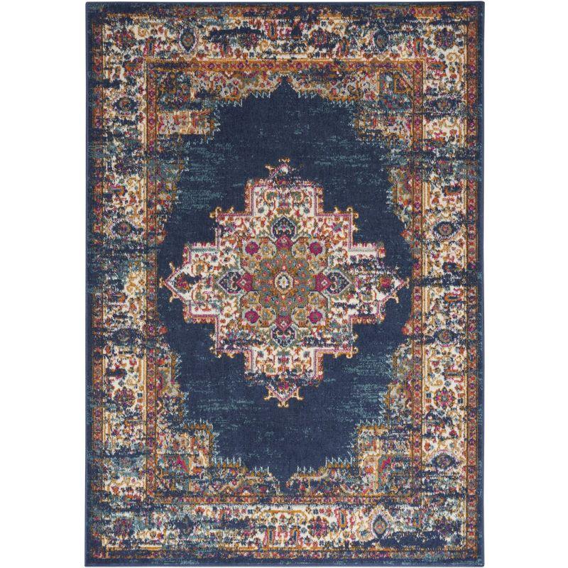 Nourison Passion Medallion Bohemian Indoor Rug Navy 5'3" x 7'3"