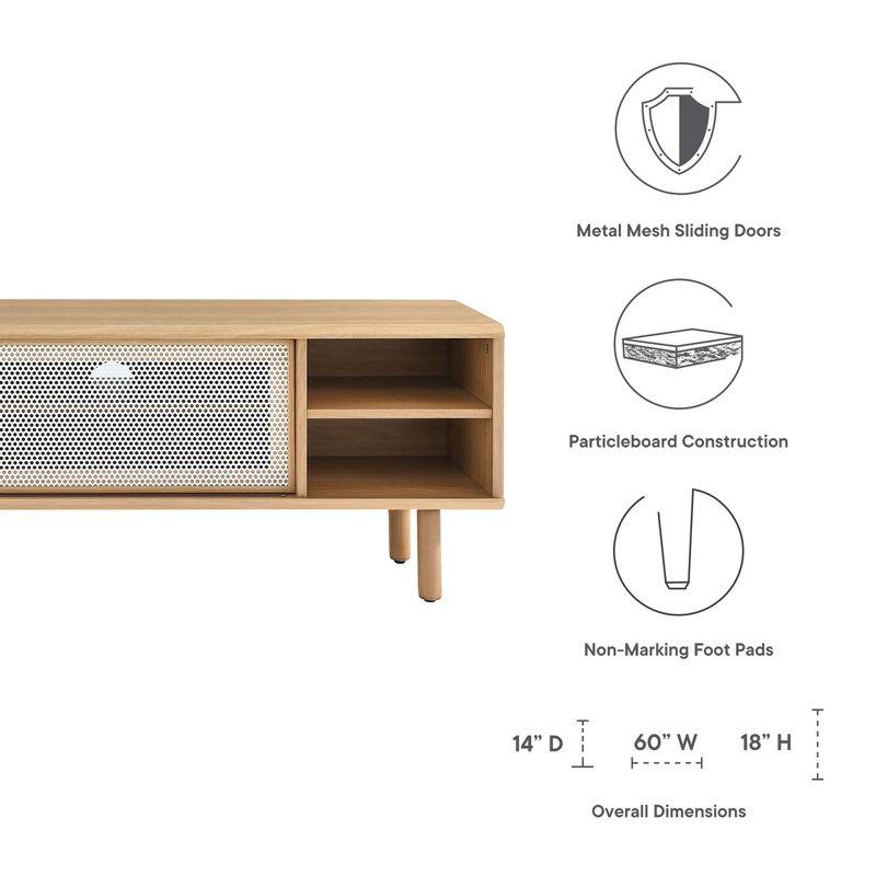 Modway Kurtis 65" TV Stand – Oak Finish, MDF and Particleboard Entertainment Console
