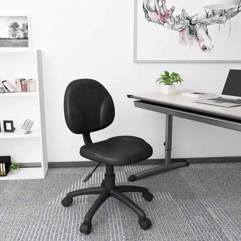 Boss Office Products Diamond Task Chair Black: Upholstered, Swivel, Adjustable Height, Metal Frame, Nylon Legs