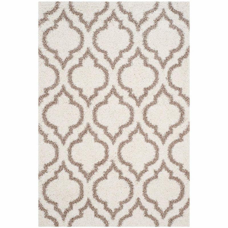 Ivory and Beige High Pile Shag Area Rug