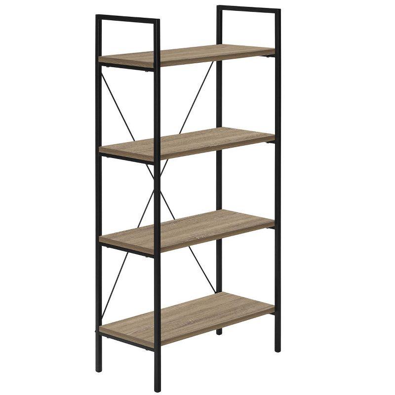 Monarch Specialties Bookshelf Bookcase 4 Tier 48InchH Office Bedroom Metal Laminate Brown Black Contemporary Modern