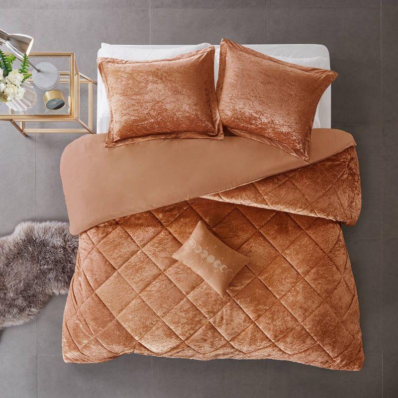 Rust Velvet Twin/Twin XL Quilted Duvet Cover Set with Pillow