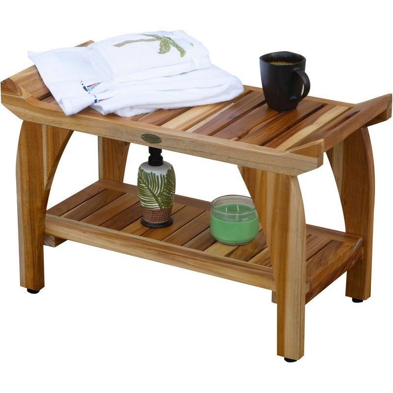 30" Tranquility ED942 Wide Teak Shower Bench with Handles - EcoDecors