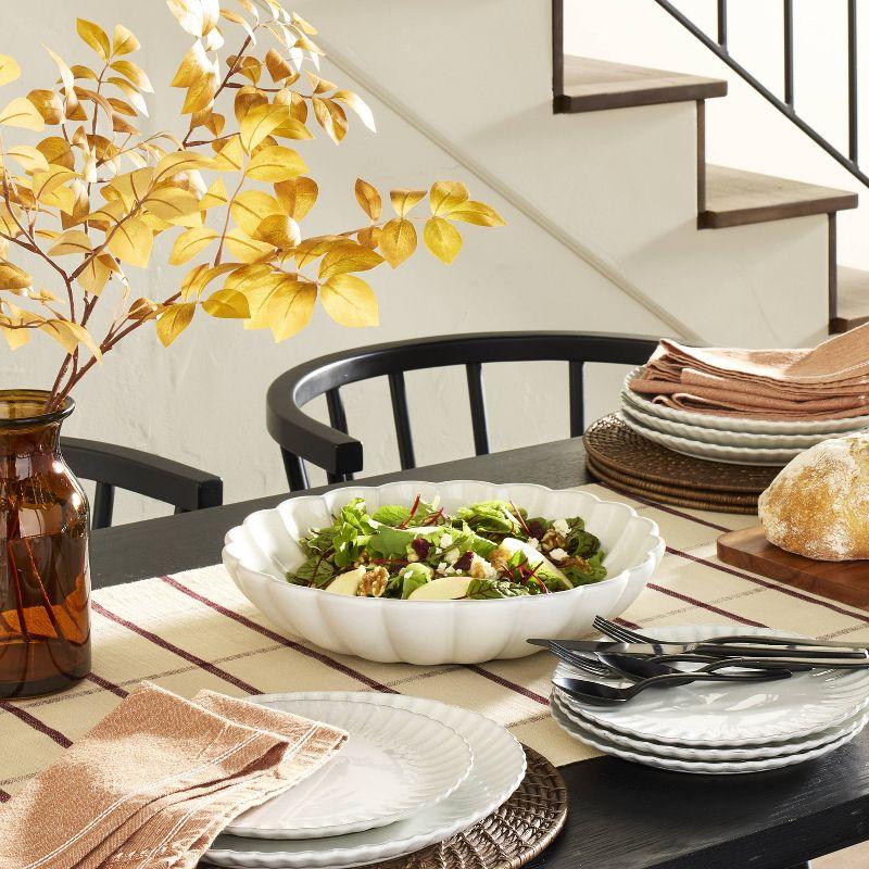 Cream Scalloped Edge Ceramic Serving Bowl