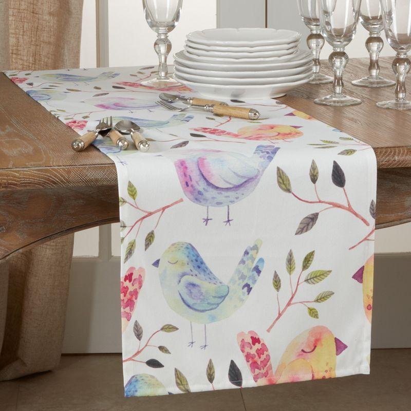 Multicolor Polyester Flock of Birds Table Runner