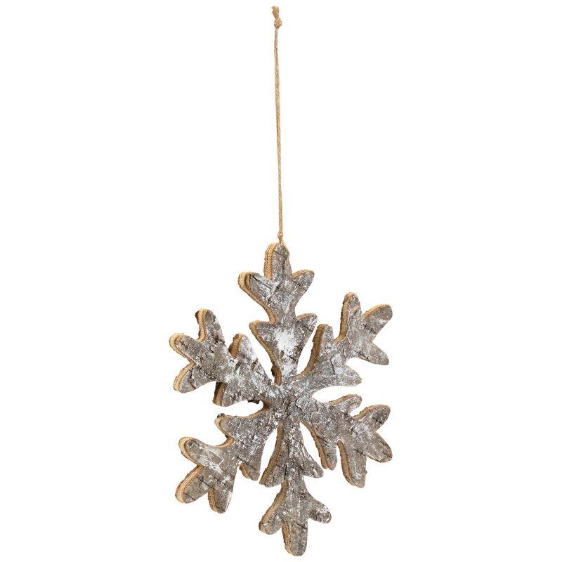 Northlight Wooden Snowflake Christmas Ornament - 10" - Silver and Gold