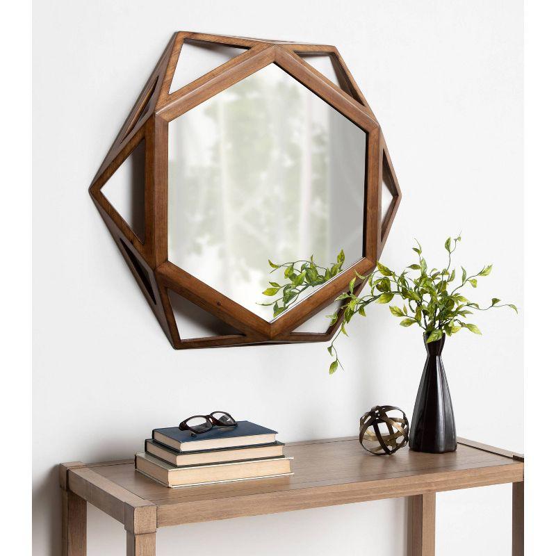 27" Cortland Hexagon Wall Mirror Brown - Kate & Laurel All Things Decor