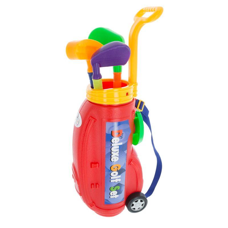 Toy Time Toddler Toy Golf Play Set with Plastic Bag, 2 Clubs, 1 Putter, 4 Balls, Putting Cup