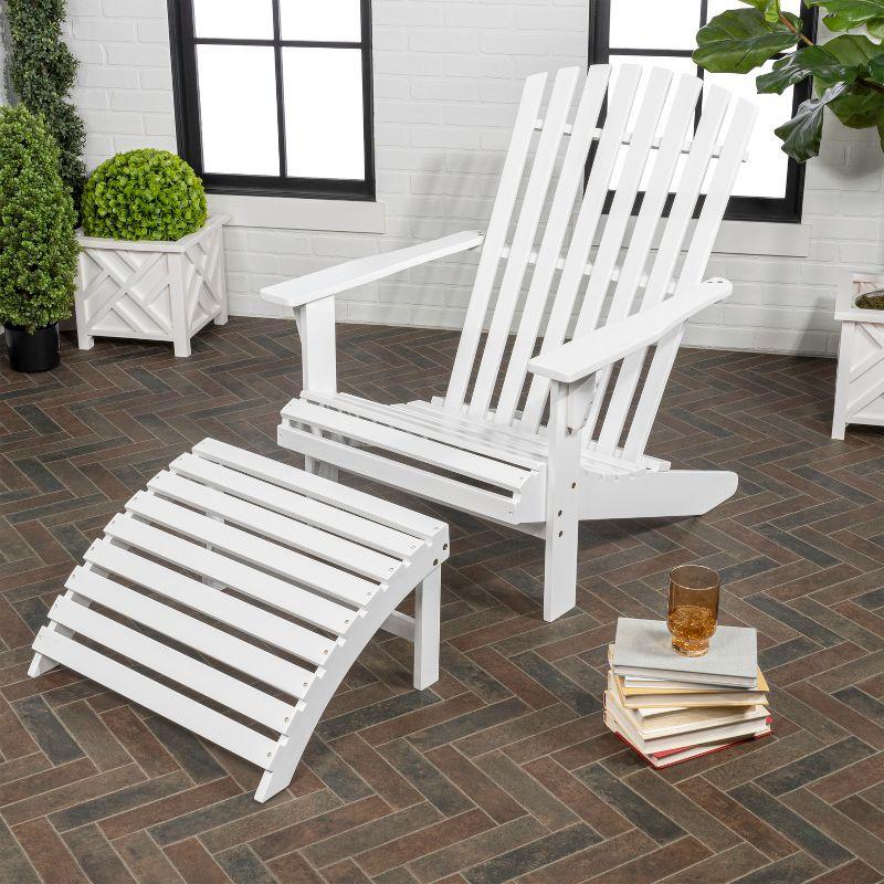 Saranac 2-Piece Traditional Rustic Acacia Wood Adirondack Chair with Detachable Ottoman- JONATHAN Y