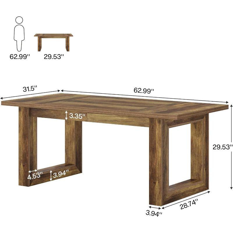 Tribesigns 63-Inch Executive Computer Desk, Industrial Writing Table with Solid Wooden Base for Home Office, Brown