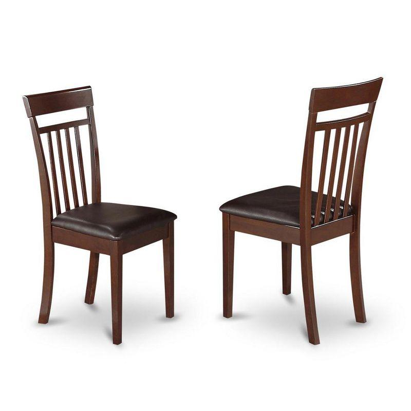 East West Furniture, Capri slat back Chair for dining room with Leather Upholstered Seat , Set of 2