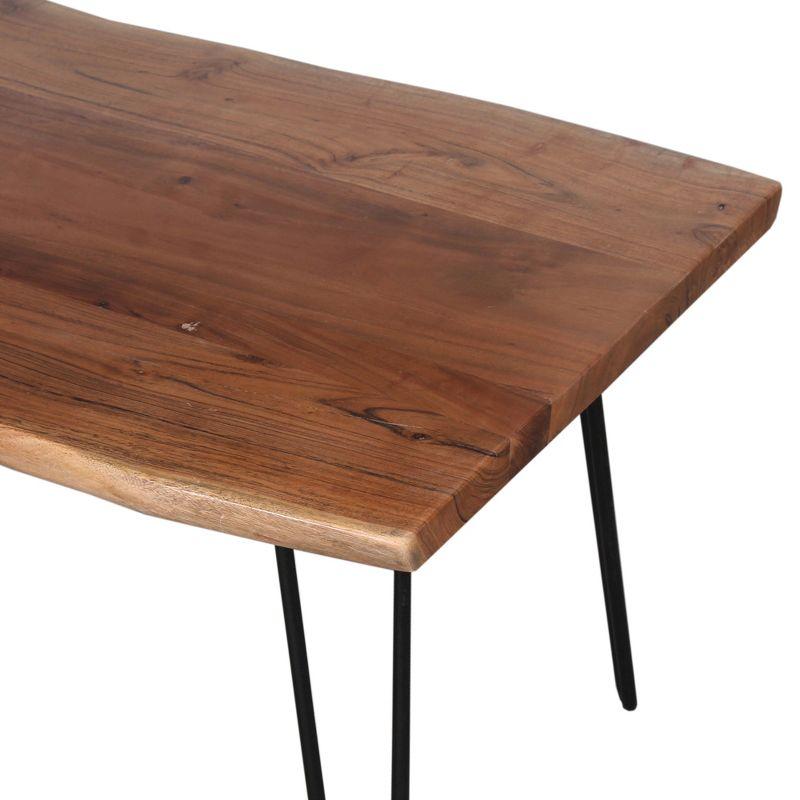 Alaterre Furniture 48" Hairpin Natural Brown Live Edge Large Coffee Table: Acacia Wood, Nylon Floor Protectors