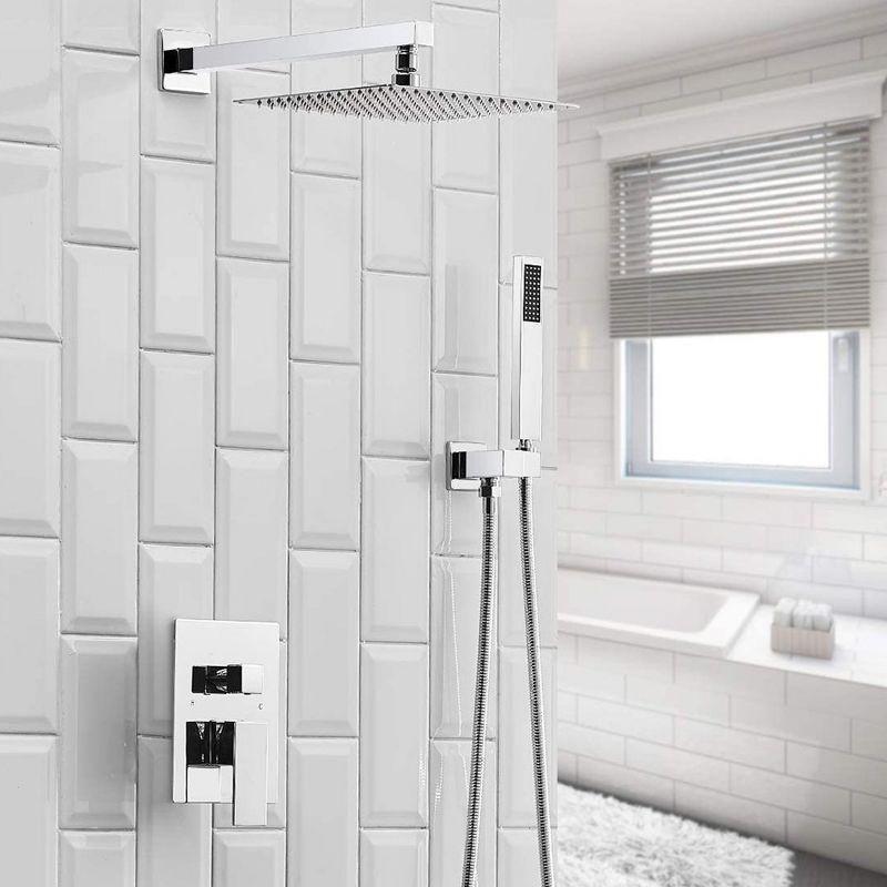 Single Handle 2-Spray Square High Pressure Shower Faucet with 16" Shower Head